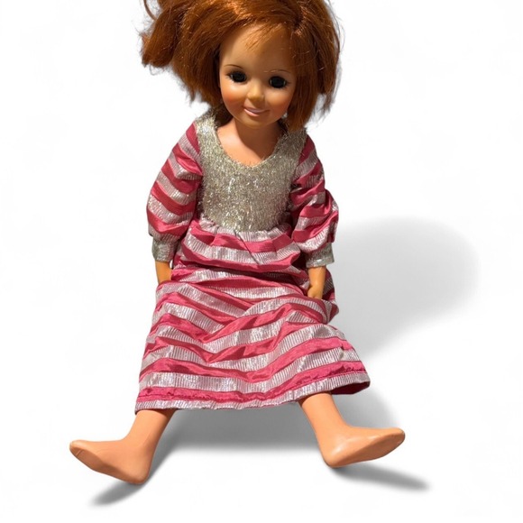 Ideal Toy Other - Vintage Ideal Crissy Family Velvet Doll Red Hair Pink Silver Dress 18"